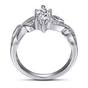 Romantic Marquise Cut Diamond Engagement <b>Ring</b> 925 Silver Rhodium Plated Pave Setting Women's <b>Fine</b> Jewelry - Product Image 3