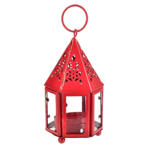 Vintage Red Metal Lantern Hanging Light Indoor Outdoor Tabletop Holiday Festive Home Decor <b>Ornament</b> Gift In Competitive Price - Product Image 5