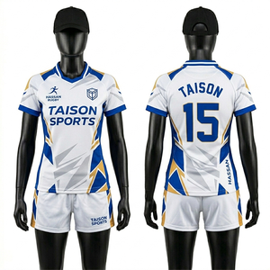 Premium 260 GSM Polyester Spandex Rugby Uniform Women Green Maroon Cut And <b>Sew</b> Panels Sublimation Custom Logo <b>Set</b> - Product Image 5