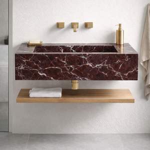 Lavabo Moderno de Lujo sobre Encimera de Mármol Rosso Levanto con Desagüe para Uso en Almacenes - Product Image 2