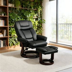 Sillón Giratorio Negro para Sala de Estar y Dormitorio, Cómodo Sillón Reclinable - Product Image 1