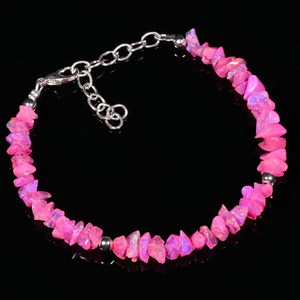 Natural Pink Ethiopian Opal Chip <b>Bracelet</b> Raw Stone <b>Beaded</b> <b>Bracelet</b> October Birthstone Jewelry Wholesale - Product Image 6
