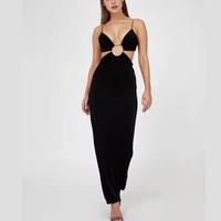 Robe décontractée d'automne sans manches en tissu mat, aspect sexy, naturel et écologique, avec cordon de serrage, fabriquée au Vietnam
