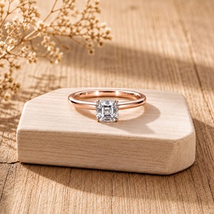 แหวนเพชรหมั้นเพชรแท้เพาะเลี้ยงทรง Asscher 1 กะรัต และทรงกลม 0.06 กะรัต ได้รับการรับรองจาก IGI ตัวเรือนทองคำแท้ 10K 14K 18K สี E - Product Image 2