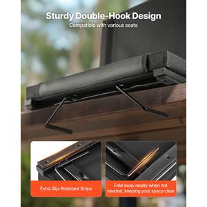 Asiento Plegable para Estadio, Color Negro, con Cojín Grueso, Respaldo Acolchado, Correas para los Hombros, Ganchos, Portavasos y Bolsillo Lateral - Product Image 5