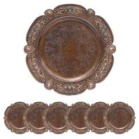 Assiette de présentation décorative en aluminium durable de luxe avec finition antique pour réceptions de mariage, tables de dîner et décorations d'événements