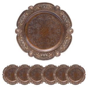 Plato Decorativo de Metal con Acabado Antiguo, Ideal para Recepciones de Boda, Mesas de Comedor y Decoración de Eventos - Product Image 1