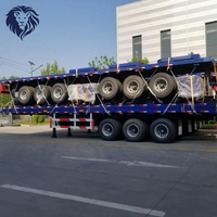 Semi-remorque à plateau en acier robuste à 3 essieux de 40 pieds avec une capacité de charge de 10001-15000 kg pour le transport de conteneurs