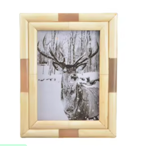 Marco de fotos artesanal de doble tono con incrustaciones de hueso, marco de resina de lujo en crema y tostado para una decoración elegante de mesa en el hogar, único. - Product Image 6
