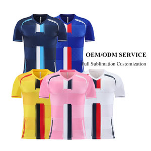 Conjunto de Camiseta de Fútbol Retro Personalizada con Estampado Frontal, 100% Poliéster, Uniforme de Fútbol de Secado Rápido, Manga Corta, para Equipo - Product Image 1