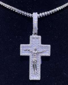 Colgante Iced Out Criss Cross de Plata 925, Colgante Hip Hop, Colgante de Fe Cristiana, Joyería Religiosa, Colgante Bling para Raperos - Product Image 4