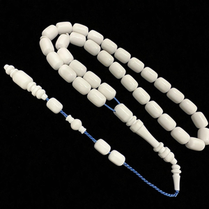 Tasbih Catalin blanc, perles de prière taillées en capsule, pompon, chapelet islamique, cadeau pour homme - Product Image 3