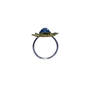 Anillo Clásico de Plata de Ley 925 Chapado en Oro con Topacio Azul para Mujer, Joyería para Bodas - Product Image 3