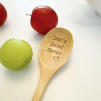 Cuchara de Madera Personalizada de Lujo para Pastel con Mango Largo - Regalo Personalizado para Aniversario de Bodas, Cumpleaños, Cocina, Aderezo para Ensaladas
