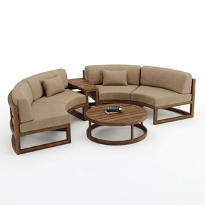 Conjunto de Sofás Seccionales de Madera Modernos para Exteriores, Muebles Curvos para Patio, Hotel, Resort, Villa, Jardín - Product Image 2