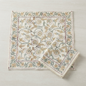 Nappe carrée en coton et lin style vintage imprimée florale, lavable, pour mariage, repas à la maison, cadeau pour hôtesse - Product Image 1