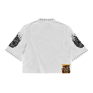 เสื้อยืดโอเวอร์ไซส์ทรงบ็อกซี่ พิมพ์ลายดิจิทัล ตกแต่งด้วยคริสตัล ผ้าฝ้าย 100% ทรงครอปไหล่ตก สไตล์สตรีทแวร์ สำหรับผู้ชาย - Product Image 2