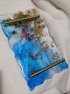 Rectangular <b>Resin</b> Luxury Tray Contemporary <b>Resin</b> Decorative Tray High-End <b>Resin</b> Home Serving Tray Artistic <b>Epoxy</b> <b>Resin</b> <b>Table</b> - Product Image 1