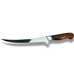 Cuchillos Profesionales para Filetear Pescado con Hoja Curva Afilada y Mango Decorativo de Madera para Preparación de Mariscos en la Cocina - Product Image 1