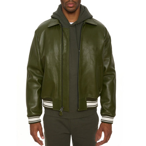 Chaqueta de Cuero Personalizada para Hombre, de Alta Calidad, Estilo Casual Más Popular, con Diseño de Logotipo Frontal y Cierre de Cremallera - Product Image 4