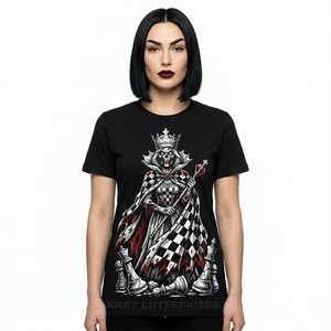 เสื้อยืดลายหน้าซอมบี้สไตล์ดิสเทรสสำหรับผู้หญิง เสื้อยืดกราฟิกสยองขวัญแนวโกธิค เสื้อผ้าสตรีทแวร์สไตล์กรันจี้ เสื้อยืดผ้าฝ้ายสีดำสำหรับผู้หญิง เสื้อผ้าพิมพ์ลายตามสั่ง - Product Image 4