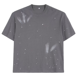 High Quality 100% Cotton Men T-Shirt Custom Printing Washed Rhinestone Men <b>Graphic</b> T Shirt Oversized Streetwear <b>Plus</b> <b>Size</b> <b>Tee</b> - Product Image 5
