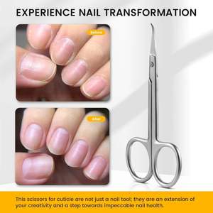 Ciseaux à cuticules en acier inoxydable à pointe incurvée - Nouveau design, lame tranchante, manche en acier durable, trou rond pour la coupe des ongles et des peaux mortes - Product Image 3