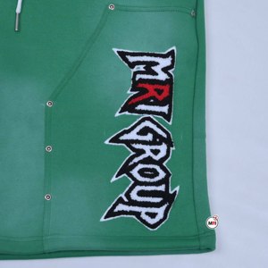 Conjunto de Chándal con Capucha Verde MRI, Estampado de Letras en Aplique, Pantalones Cortos Estilo Urbano, Unisex para Adultos, Ropa de Otoño con Logotipo y Diseño Personalizados - Product Image 6