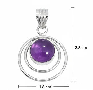 Pendentif en argent 925 avec améthyste, serti de pierres, géométrique, minimaliste, unisexe, bijoux à porter au quotidien - Product Image 3