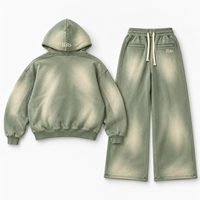Ensemble survêtement tie-dye pour garçons Rits : sweat à capuche zippé et pantalon de survêtement imprimé lettres, style streetwear pour enfants