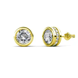 低过敏性纯银925高级奥地利水晶珠宝简单圆形耳钉女性命运珠宝