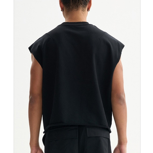 Ibex vente en gros personnalisé hommes noir sans manches col rond débardeur couleur unie tricoté décontracté Fit Muscle chemises pour hommes - Product Image 3