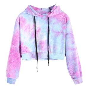 Sweat-shirt tricoté décontracté pour femme, col rond, tie-dye, manches longues, coupe oversize, léger, style crop top, printemps - Product Image 1