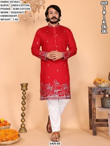 Kurta Tradicional de Algodón con Bordado Bandhani para Hombre, de Secado Rápido, Largo hasta el Suelo, Corte Regular, para Bodas, Fiestas, Diwali, Uso Casual, Marca Veer Heritage - Product Image 3
