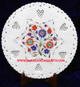 Leaf Design Latest Production Creative Design Room Decorative Marble Inlay Carving Design <b>Plates</b> With Unique Floral Designs - Product Image 4
