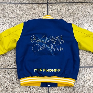 Veste universitaire ORCAFITS bleue et jaune avec logo R et patch Game Boy, style preppy, veste en coton et polyester pour homme, vêtement d'automne - Product Image 2