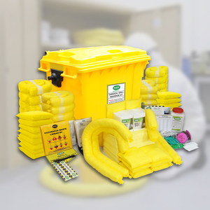 660L Heavy Duty Chemical Spill Kit with Wheelie <b>Bin</b> <b>Large</b> Scale Hazardous Chemical Spill Response and Containment Absorbent Kit - Product Image 1