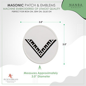 Custom Embroidered Iron-On Canvas Circular Clothing Patch with Black Chevron Geometric Design White Background for Apparel Hats - Product Image 3