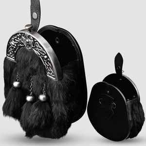 Sac de kilt écossais Sporran professionnel 100 % fourrure de lapin toutes couleurs, style décontracté, pompons, en cuir – Fabricant - Product Image 4