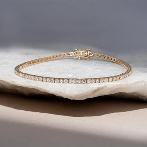 Bracelet tennis en diamant de laboratoire 2MM, or jaune 14K de haute qualité, certifié IGI, bijoux de mariage tendance unisexe - Product Image 1