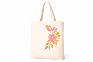 Bolsa de Mano de Lona de Algodón Premium de 300 g/m², con Estampado Floral, Asa Larga, Ecológica, Reutilizable, para Compras, con Logotipo Personalizado, Duradera - Product Image 1