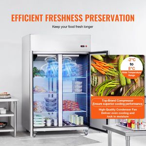 Equipo de Refrigeración para Cocina Comercial, Refrigerador Vertical de Acero Inoxidable de 44.21 Pies Cúbicos, 2 Puertas, 54.4 Pulgadas de Ancho, Descongelación Automática - Product Image 2