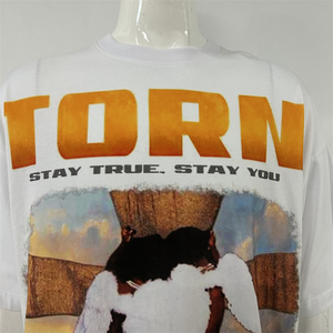 เสื้อยืดผู้ชายทรงโอเวอร์ไซส์ สีขาวดำ ผ้าฝ้าย 100% ระบายอากาศได้ดี ป้องกันรอยยับ ลายกราฟฟิตีแบบสาดสี ทำตามสั่งจากโรงงาน - Product Image 3
