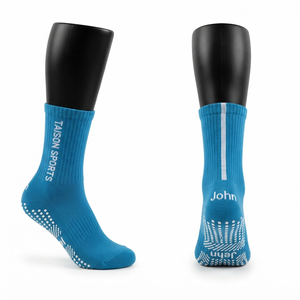 Premium 320 GSM Wool/Spandex Net Ball <b>Grip</b> <b>Socks</b> Blue Jacquard <b>Custom</b> Logo Quick Dry Breathable Eco-Friendly Men's - Product Image 1