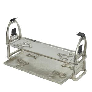 Bandejas Decorativas para Eventos, Bandejas de 2 Niveles con Asas Estilo Estribo de Caballo, Bandejas para Servir Frutas y Aperitivos, Vajilla para Hoteles y Cafeterías - Product Image 4