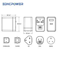 Chargeur secteur EDAC POWER 45W 5V 9V 12V 15V 20V 3A 2A 1.5A GaN PD (USB Type-C) Noir Série EU204AS