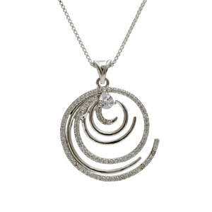 Conjunto de Collar y Pendientes de Plata de Ley 925 con Baño de Rodio y Cristal en Espiral, Joyería Fina Elegante para Mujer - Product Image 6