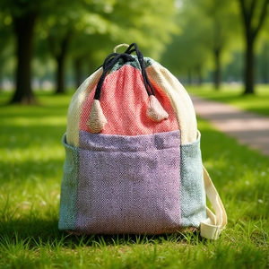Cotton <b>Drawstring</b> <b>Backpack</b> Comfy and Eco-Friendly for Daily Use - Product Image 3