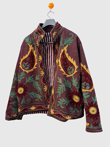 Veste à col mandarin brodée à la main avec des motifs floraux, manches longues, taille plus, en coton, pour femmes, style bohème chic, vêtements d'automne - Product Image 3