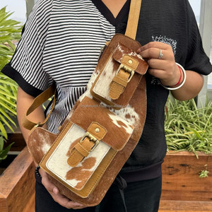 Vente en gros chaude peau de vache hommes et femmes sac de poitrine grande capacité multi-poches sac à bandoulière voyage au travail Shopping sac à bandoulière - Product Image 4
